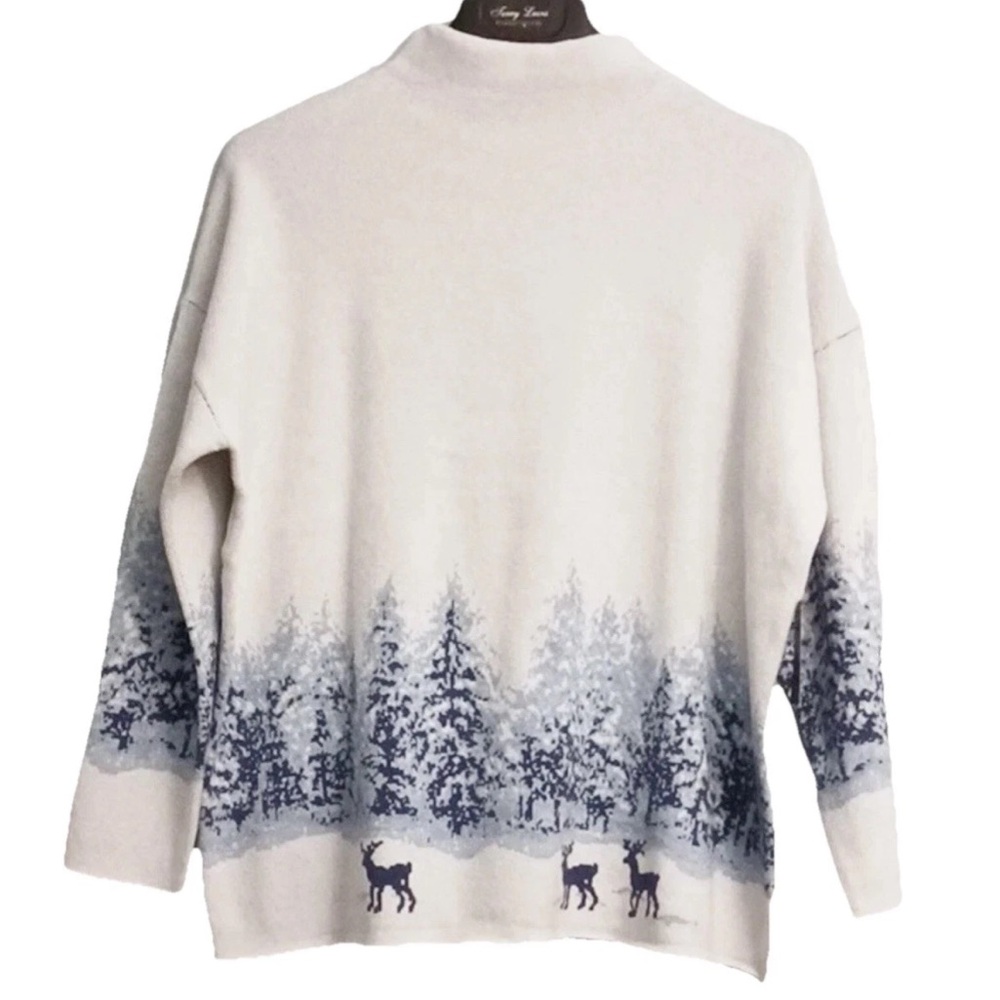 Cynthia Rowley Light Blue Winter Scene Sweater with Mock Neck Size 2X